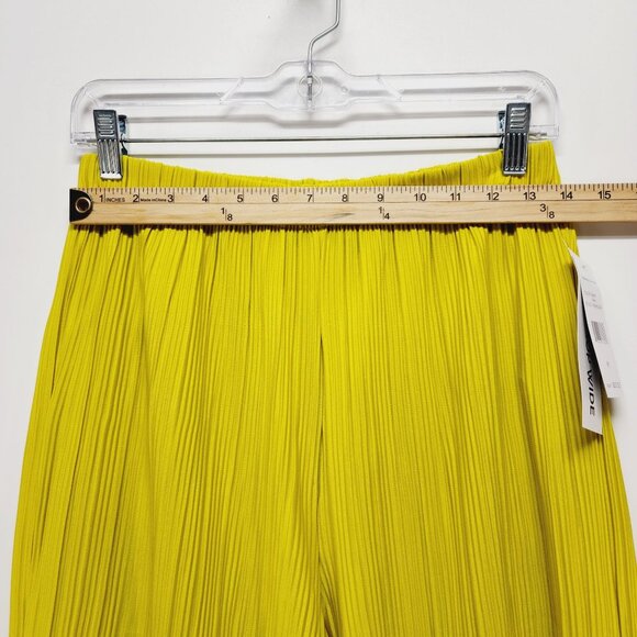 Rafaella Womens Wide Leg Pleated Pants M Yellow Olive Comfortable Fit - Picture 4 of 11